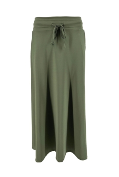 Uitlopende travelstof rok met koord April army. tsb