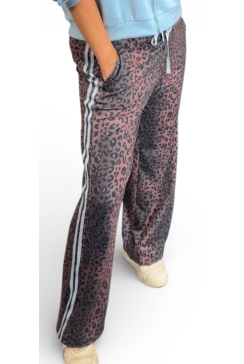 Travelstof panterprint broek met koord blauw
