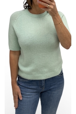 Zachte trui met korte mouw BABY alpaca mint groen
