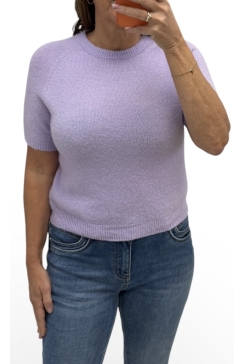 Zachte trui met korte mouw BABY alpaca lila