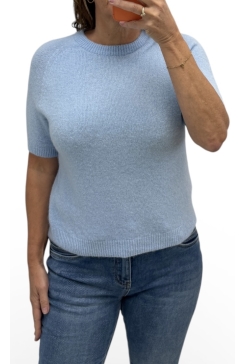 Zachte trui met korte mouw BABY alpaca blauw