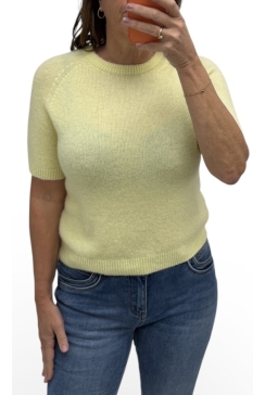 Zachte trui met korte mouw BABY alpaca geel