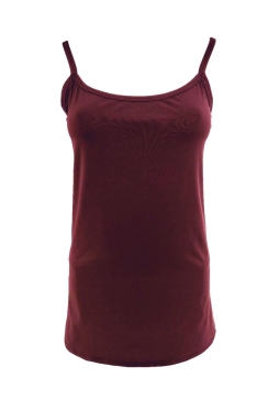 Top van travelstof met spaghetti bandjes wijnrood ttsb