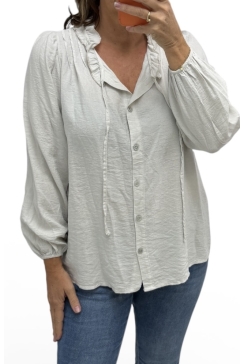 Blouse met plooien en koord Scarlett beige