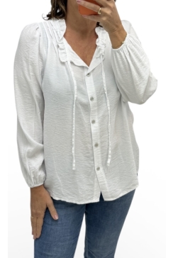 Blouse met plooien en koord Scarlett off-white