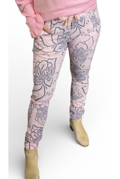 Italy broek met bloemenprint licht roze