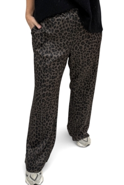 Travelstof broek met panterprint Pantera taupe