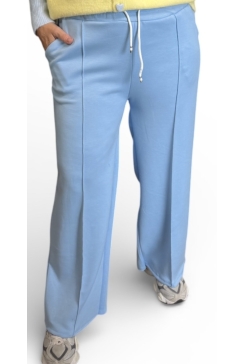 Broek met rechte broekspijp en wit koordje Sietske licht blauw