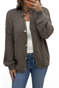 zacht vest met knopen Sophia bruin