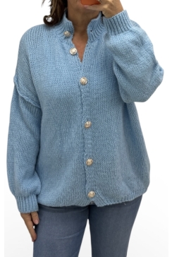 zacht vest met knopen Sophia licht blauw