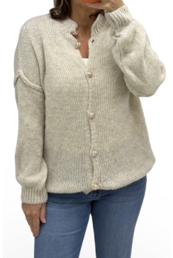 zacht vest met knopen Sophia beige