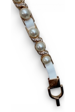 Ceintuur met parels en veel stretch off-white (PD-4005)