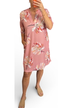 Jurk/tuniek met opstaande boord en korte mouw Melany alium roze