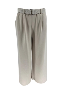 Broek met riem en rechte broekspijp Peggy beige. SALE