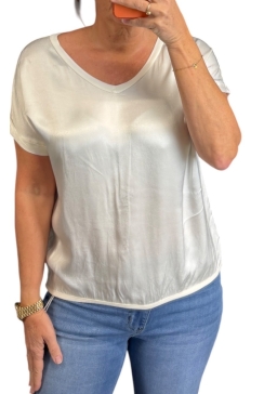 Shirt met satijn-look voorzijde Livia off-white