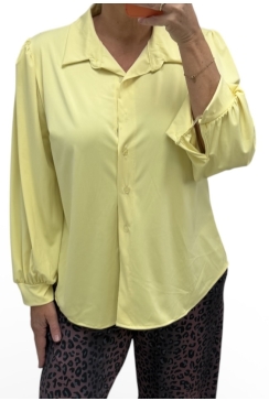 Travelstof blouse met kraag en knopen Daniek geel