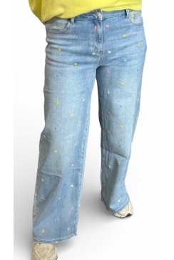 Kathy jeans wide leg met kleine bloempjes (C149)