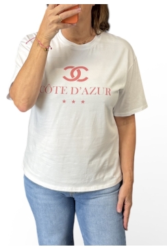 Shirt met korte mouw Côte d' Azur zalm