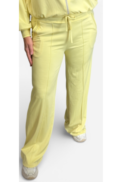 Travelstof broek met glitter boord Juliana geel (TVB)