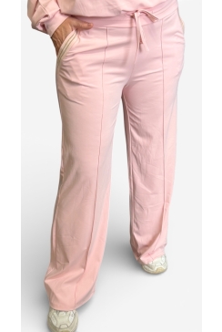Travelstof broek met glitter boord Juliana licht roze (TVB)