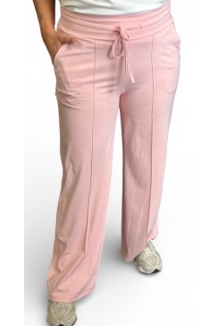 Travelstof broek met rechte broekspijp Juliët licht roze (TVB)