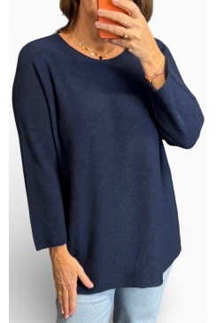 Trui met lange mouw en RONDE hals Lauren donker blauw