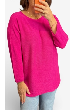 Trui met lange mouw en RONDE hals Lauren fuchsia
