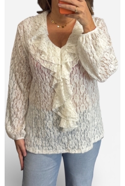 Blouse met ruffle van KANT Libet off-white