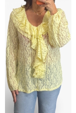 Blouse met ruffle van KANT Libet geel