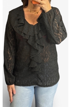 Blouse met ruffle van KANT Libet zwart