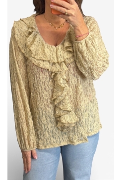 Blouse met ruffle van KANT Libet zand