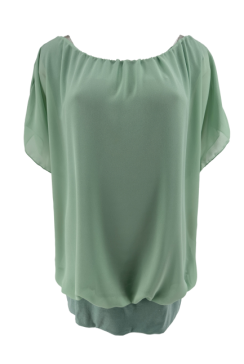 Blouse brede boord met korte mouw Noah uni jade groen