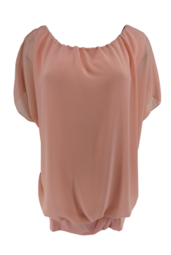 Blouse brede boord met korte mouw Noah uni licht roze
