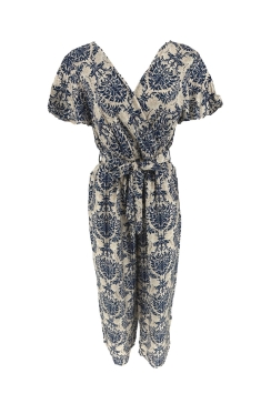 Jumpsuit met barok print donker blauw (A138-9#)