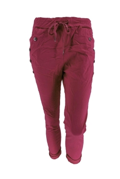 Italy jogg-jeans met koord en knopen op de zak wijnrood