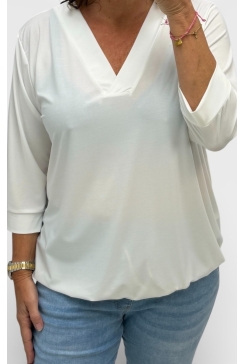 Basic lange mouwen shirt v-hals Mieke off-white bbt