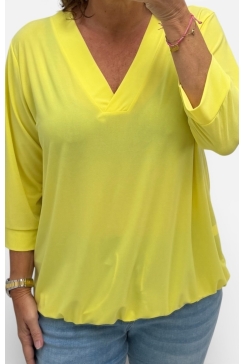 Basic lange mouwen shirt v-hals Mieke geel bbt