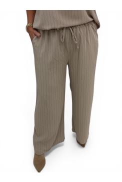 Broek met koord en strepen Marie taupe