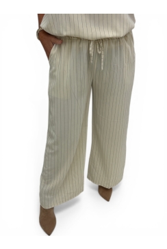 Broek met koord en strepen Marie creme