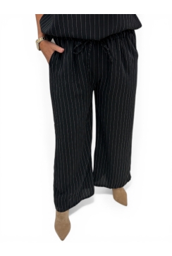 Broek met koord en strepen Marie zwart