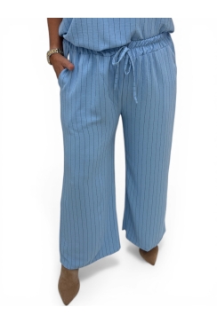Broek met koord en strepen Marie licht blauw