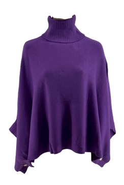 Poncho met coll en strass knoop paars JD221366. SALE