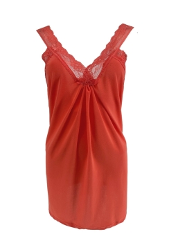 Top afgezet met kant Tori TRAVELSTOF koraal (tkd)