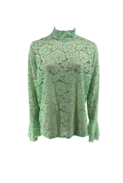 Top van kant met uitlopende mouw Vera licht groen (SALE).(tkd)