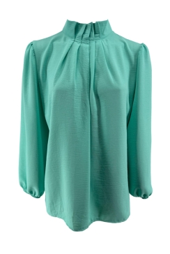 Blouse met opstaande boord en smock aan de mouw Sammie mint (SALE) (tkd)