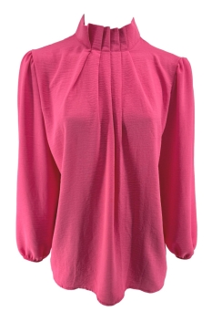 Blouse met opstaande boord en smock aan de mouw Sammie fuchsia (SALE) (tkd)