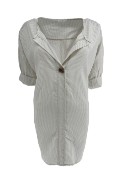 Blouse met oprol mouw en knoop Linie beige.SALE