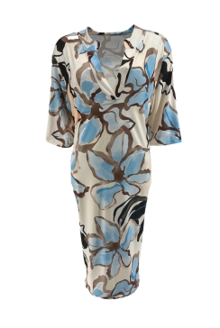 Jurk/tuniek met opstaande boord en korte mouw Melany flower blauw