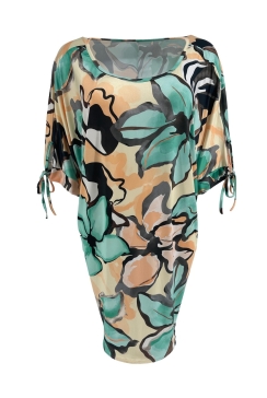 Oversized blouse met strik aan de mouw Paula flower groen (Sale)