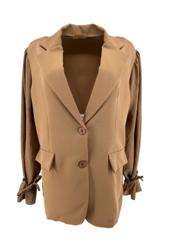 Blazer met knoopjes en uni mouw bruin. SALE.TKD)